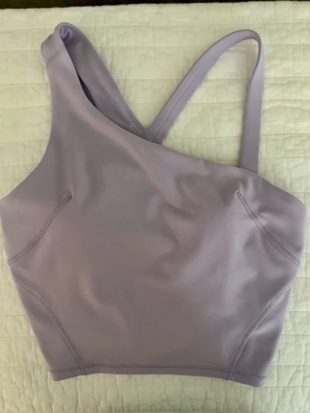 Lululemon Asymmetrical Lilac Sports Bra Top worn once size 6